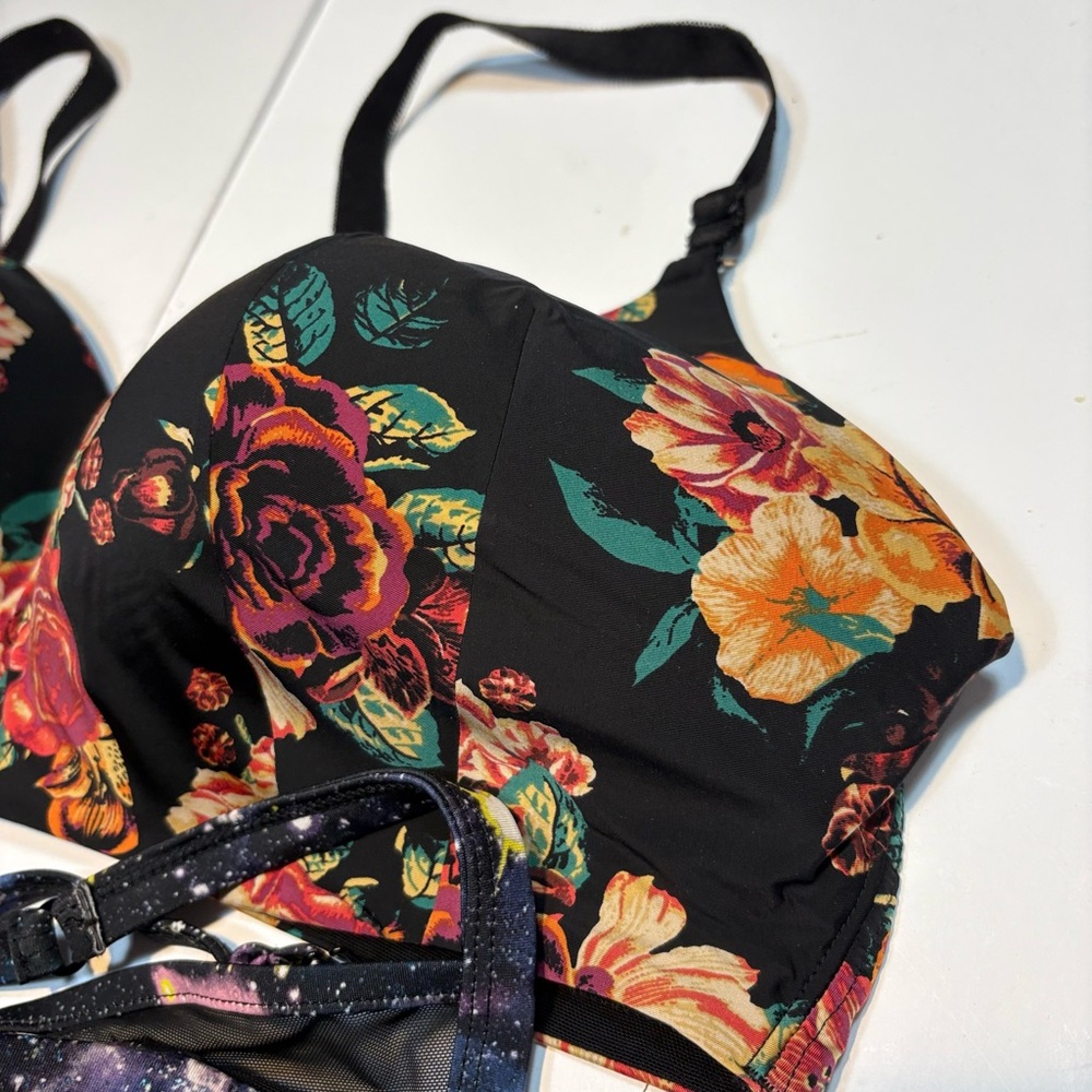 Torrid bra Back Smoothing lightly-lined full coverage bra black floral print 42c - Picture 3 of 8